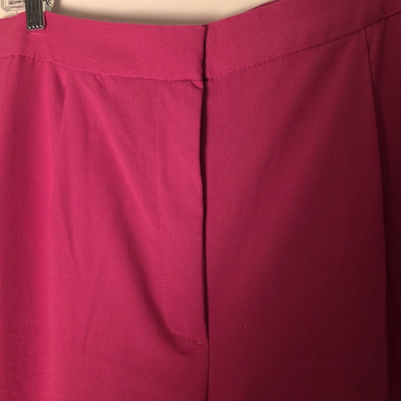 ZARA Hot Pink Berry Wide Leg Trouser Pants Size Large High Waist - Picture 4 of 8
